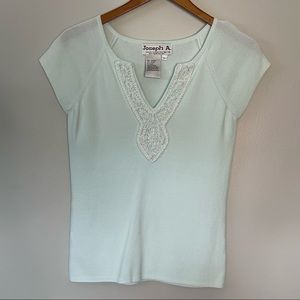 Joseph A Womens knit cap sleeve mint green top size L